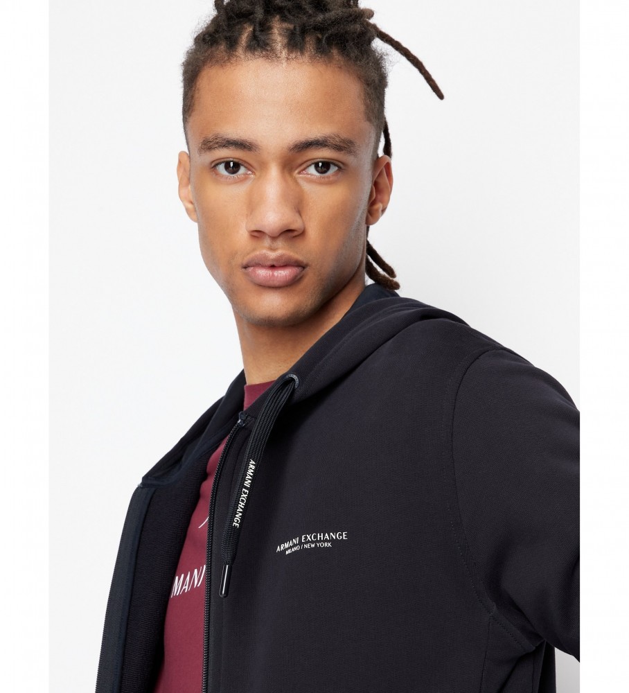 Moletom Armani Exchange Open Fleece Azul Marinho Algodão