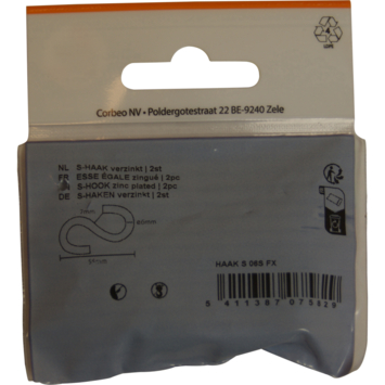 Ledent S-haak verzinkt 6 mm 2 stuks