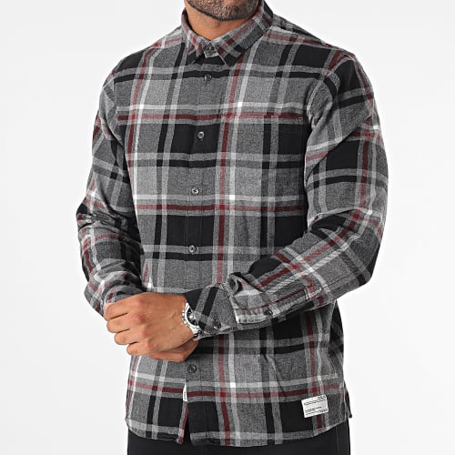 Chemise Manches Longues A Carreaux Craig Gris Chiné Noir