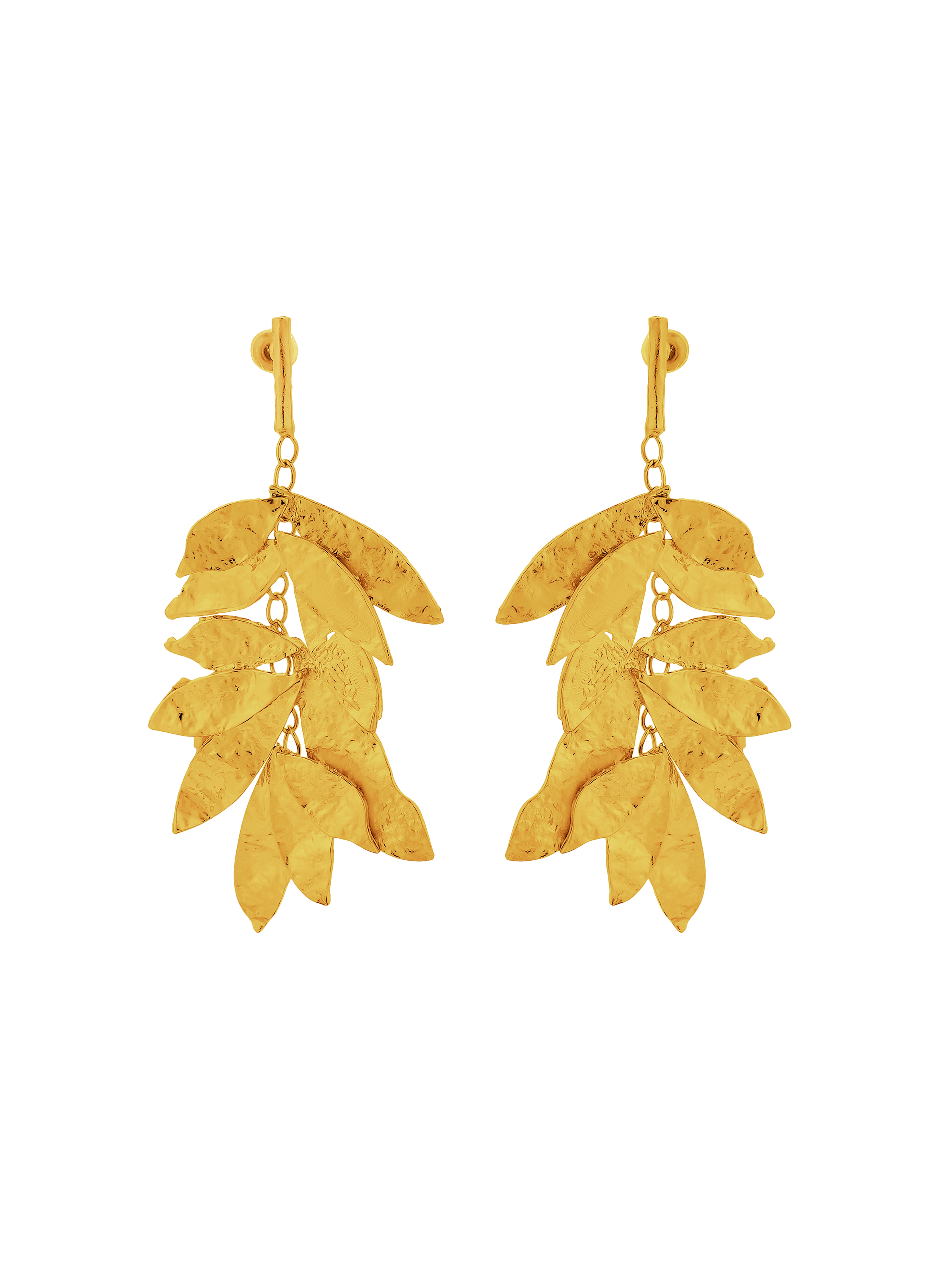 KEOPS - Boucles d'oreilles feuilles en acier inoxydable | Doré