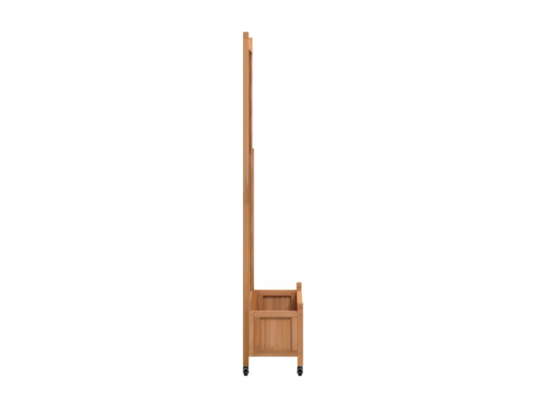 Jardinière avec treillis et roues marron bois massif de sapin