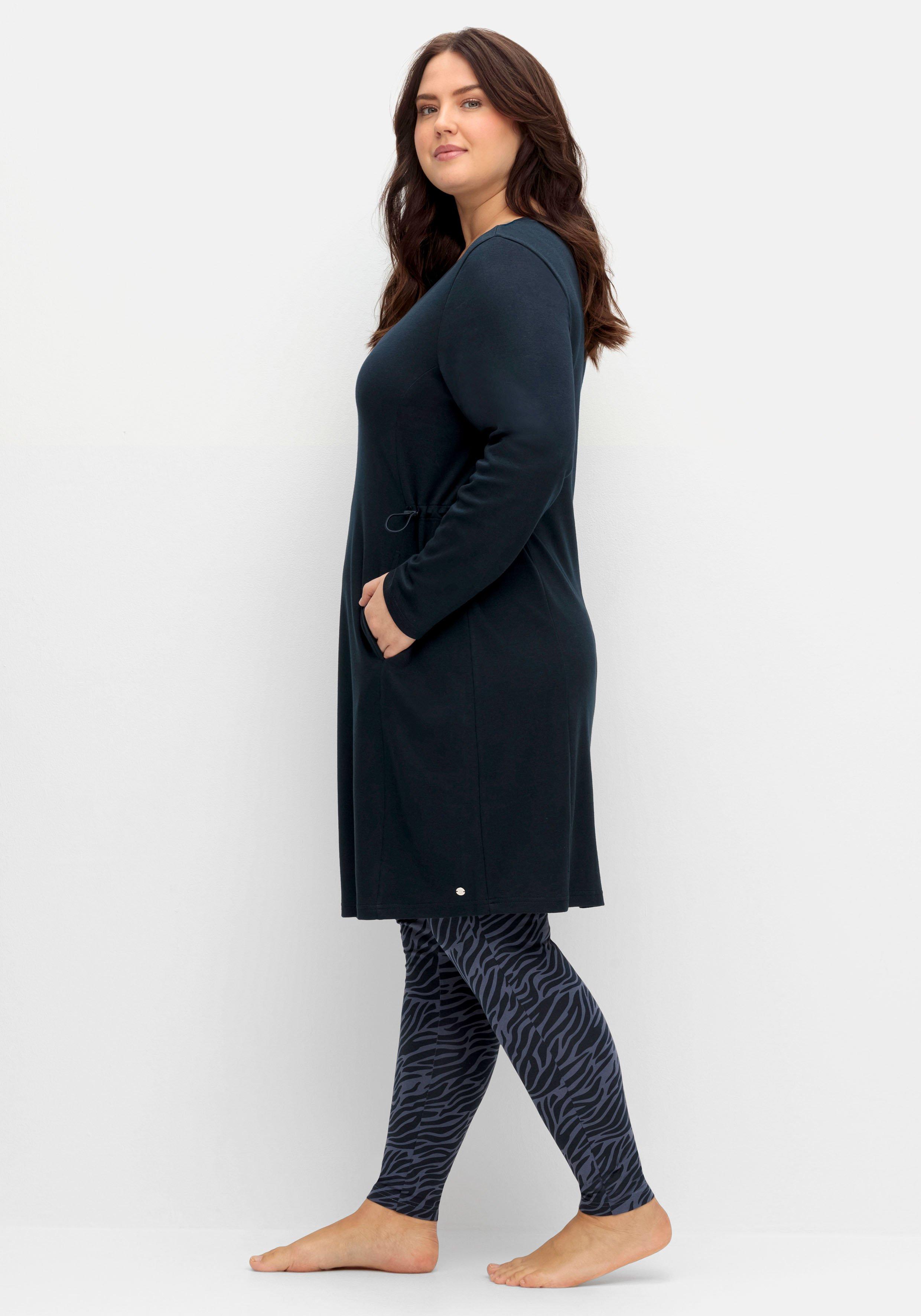 Sweatkleid mit Taschen und regulierbarer Taille