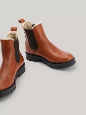 Botas Chelsea de couro com forro quente