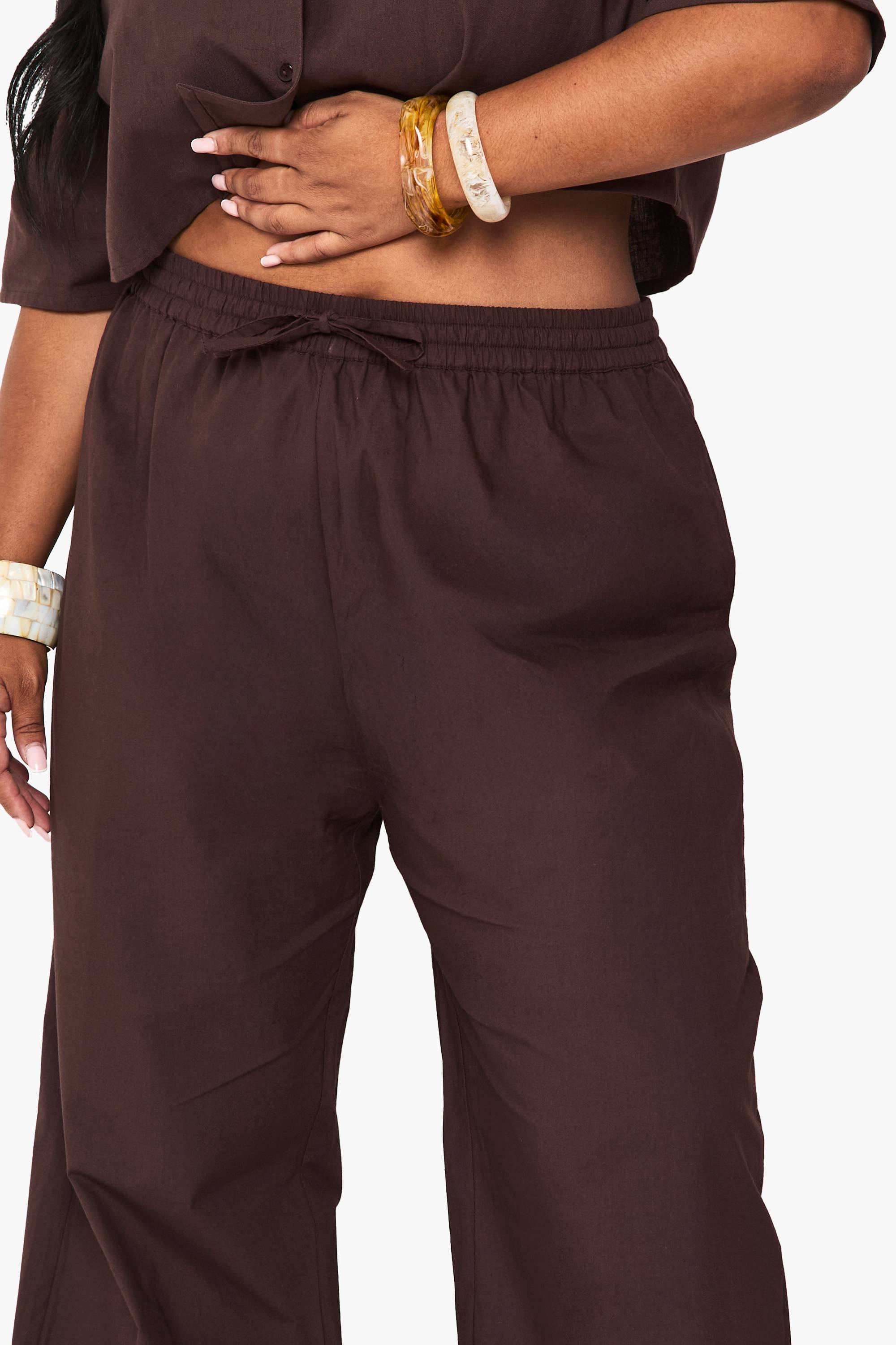 boohoo Plus Linen Longline Crop Shirt & Trouser Co Ord