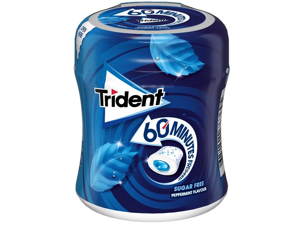 PASTILHAS SEM ACUCAR TRIDENT 60 MIN PEPPERMINT BOTTLE 68.2G