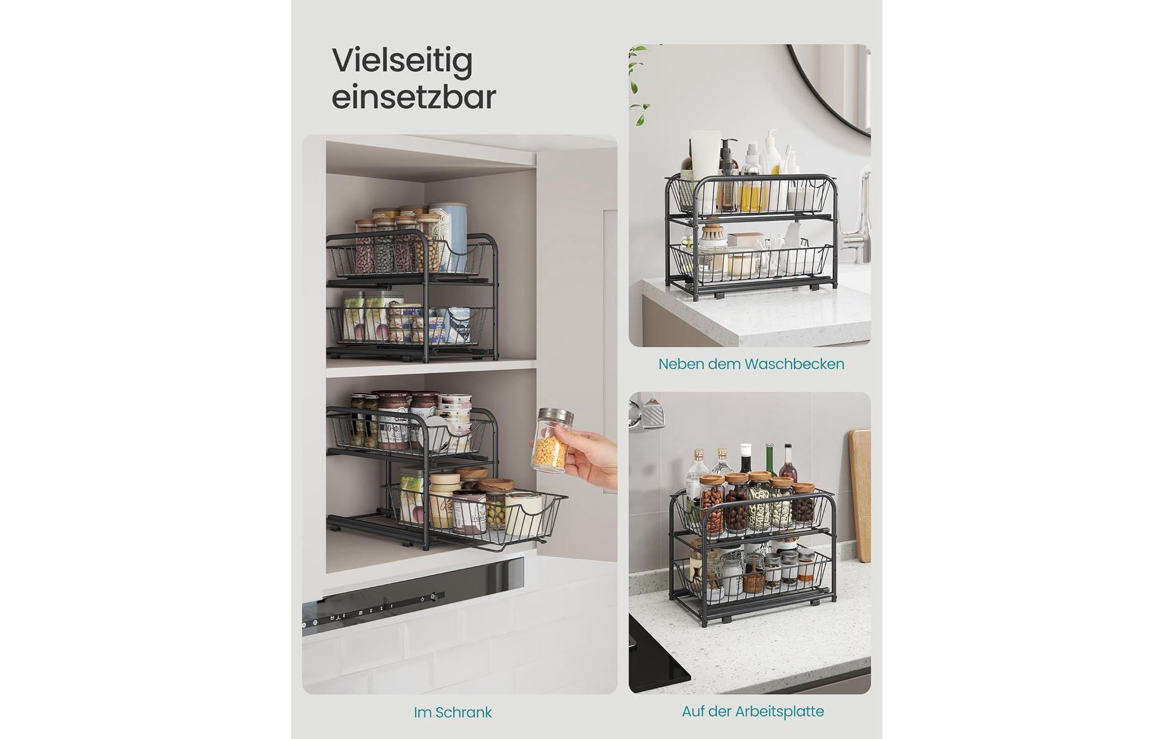 Ausziehbare Home Organizer SchwarzKüchenregal Schubladen