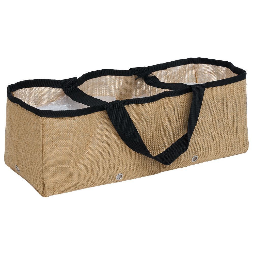 Jardinière souple avec poignées jute naturel et noir L50cm