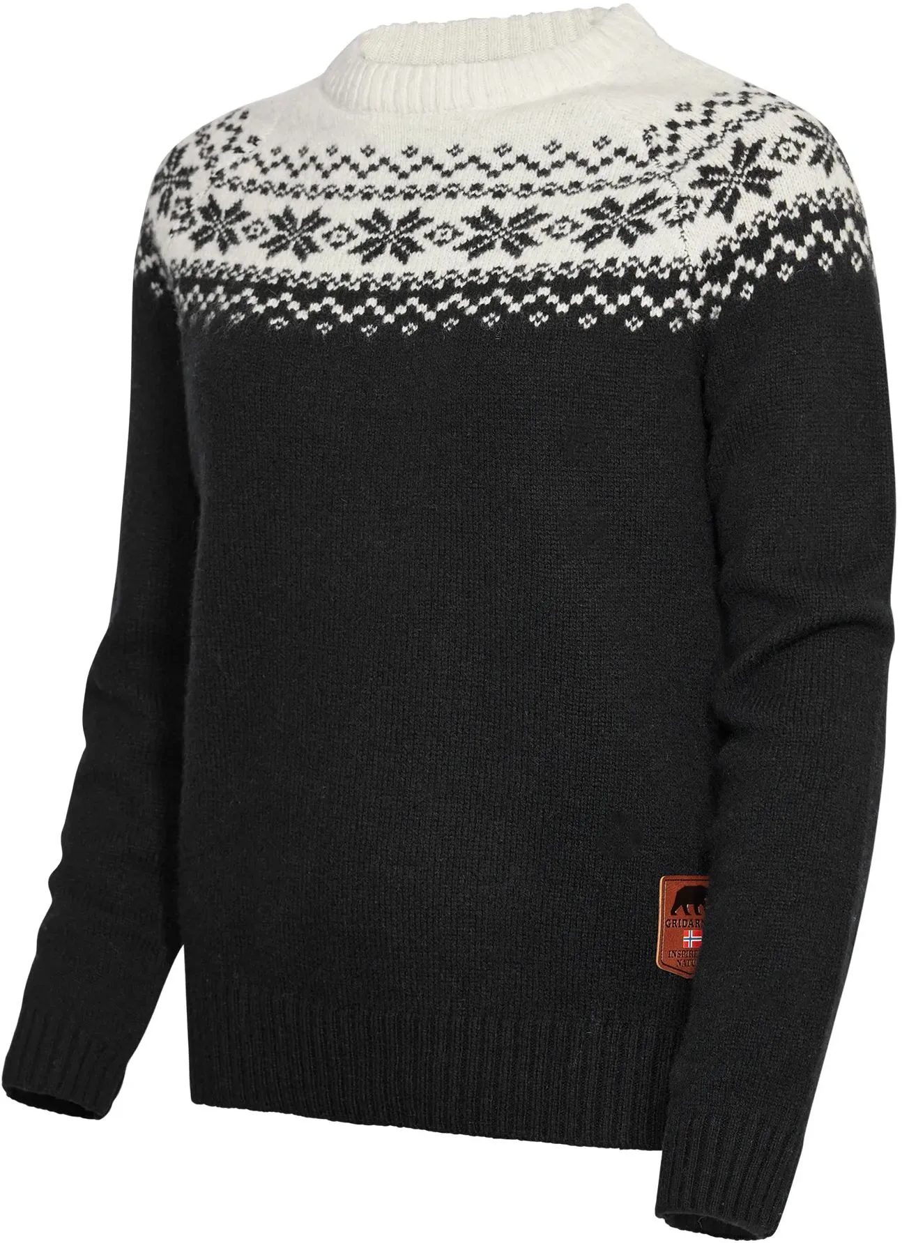 Gridarmor Women’s Snøkrystall Round Neck Ullgenser Black/White