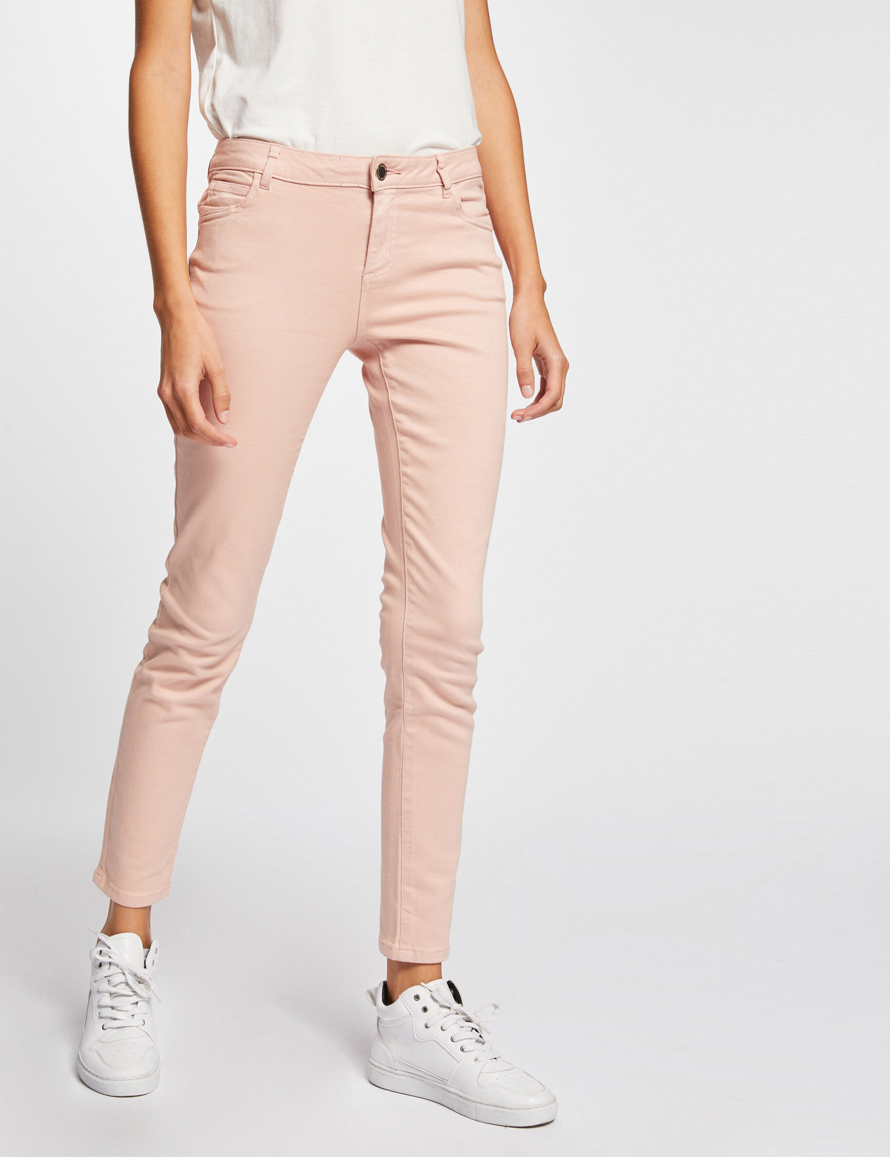 Jeans skinny taille basse vieux rose femme - vieux_rose