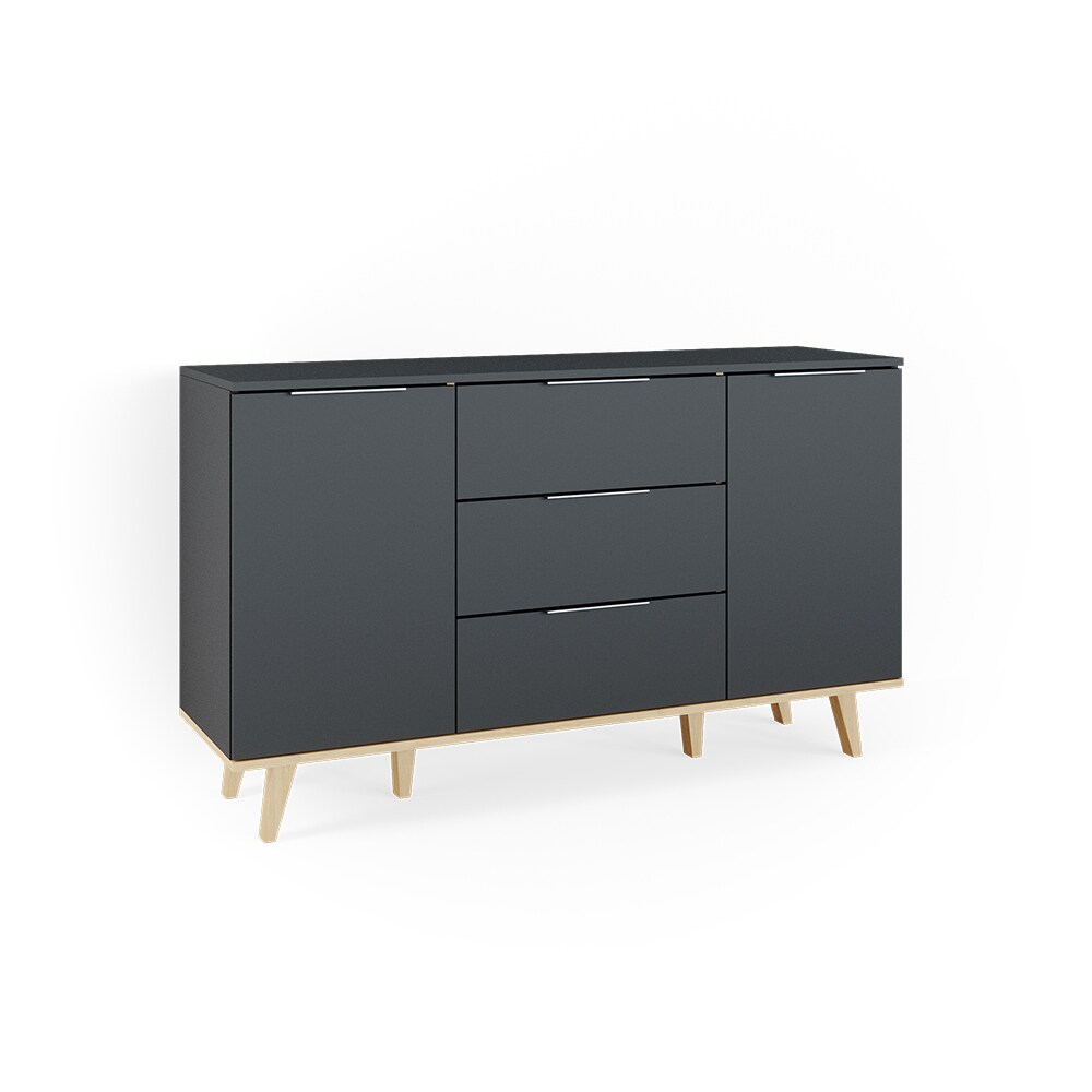Vicco Sideboard Kommode Wohnwand Neptune Anthrazit Eiche Ablage Türe Schublade