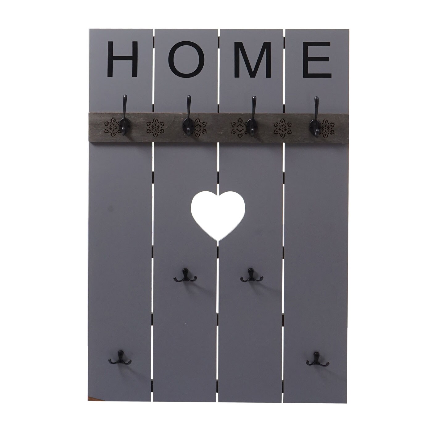 Wandgarderobe MCW-C89 Home, Garderobenpaneel Garderobe, Shabby-Look Vintage, 8 Haken 91x60cm ~ grau-blau
