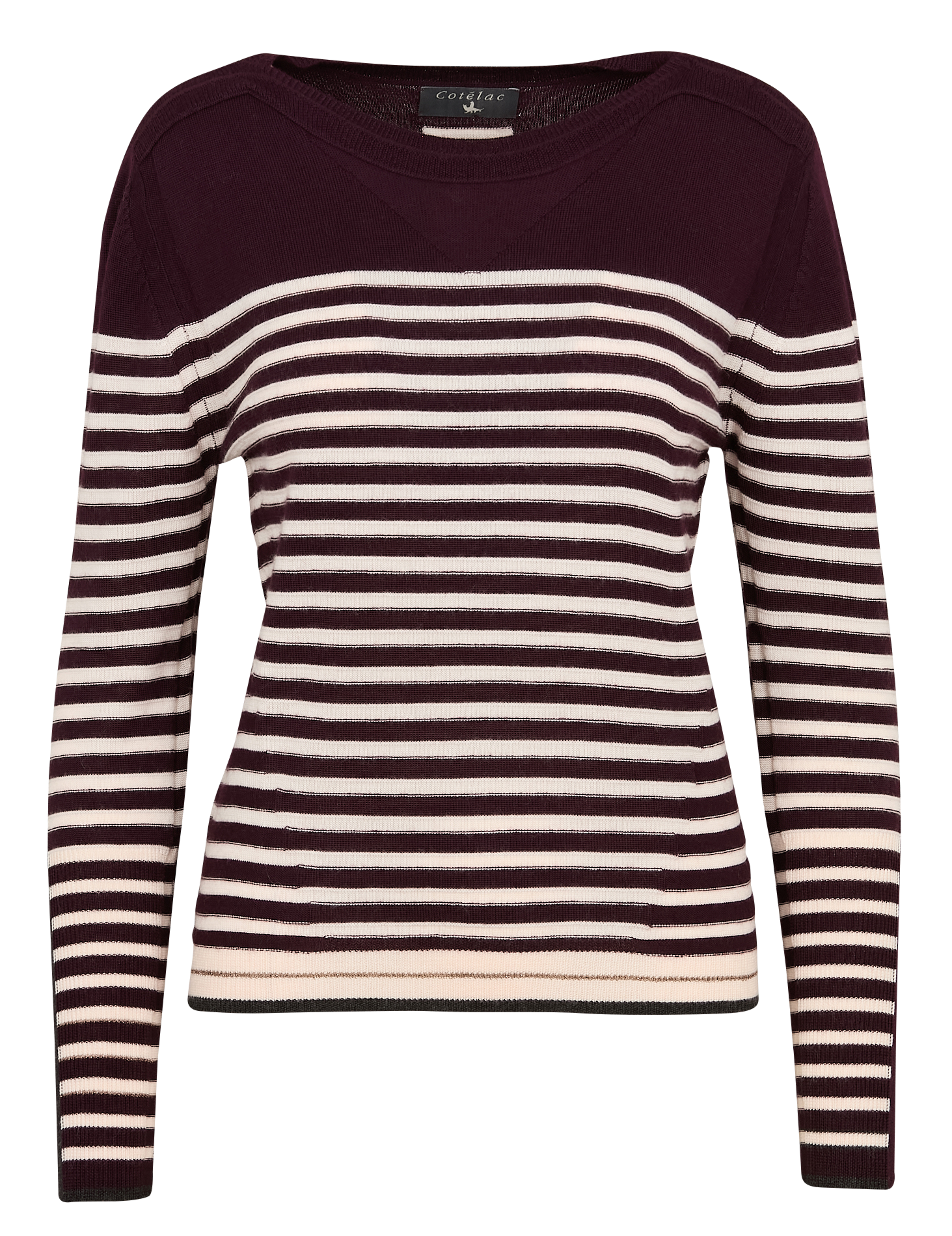 Pull marinière en laine mérinos | Violet