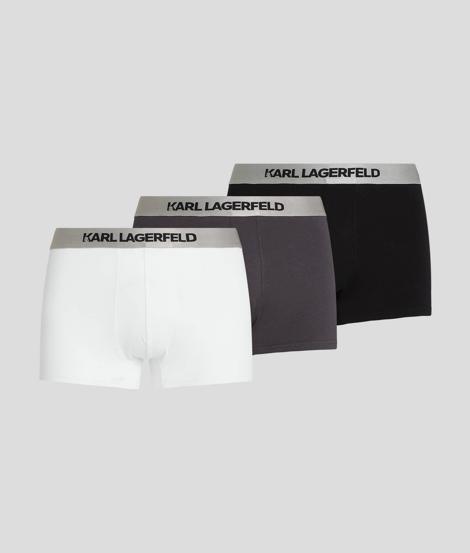 CALEÇONS AVEC LOGO KARL MÉTALLISÉ - LOT DE 3 - Asphalte-Blanc-Noir