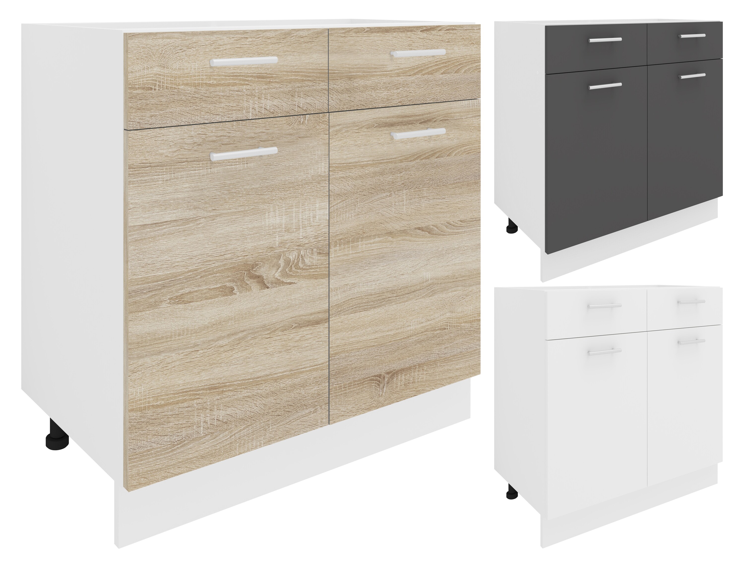 VCM Küchenschrank Breite 80 cm Schublade Unterschrank Küche Küchenmöbel Esilo