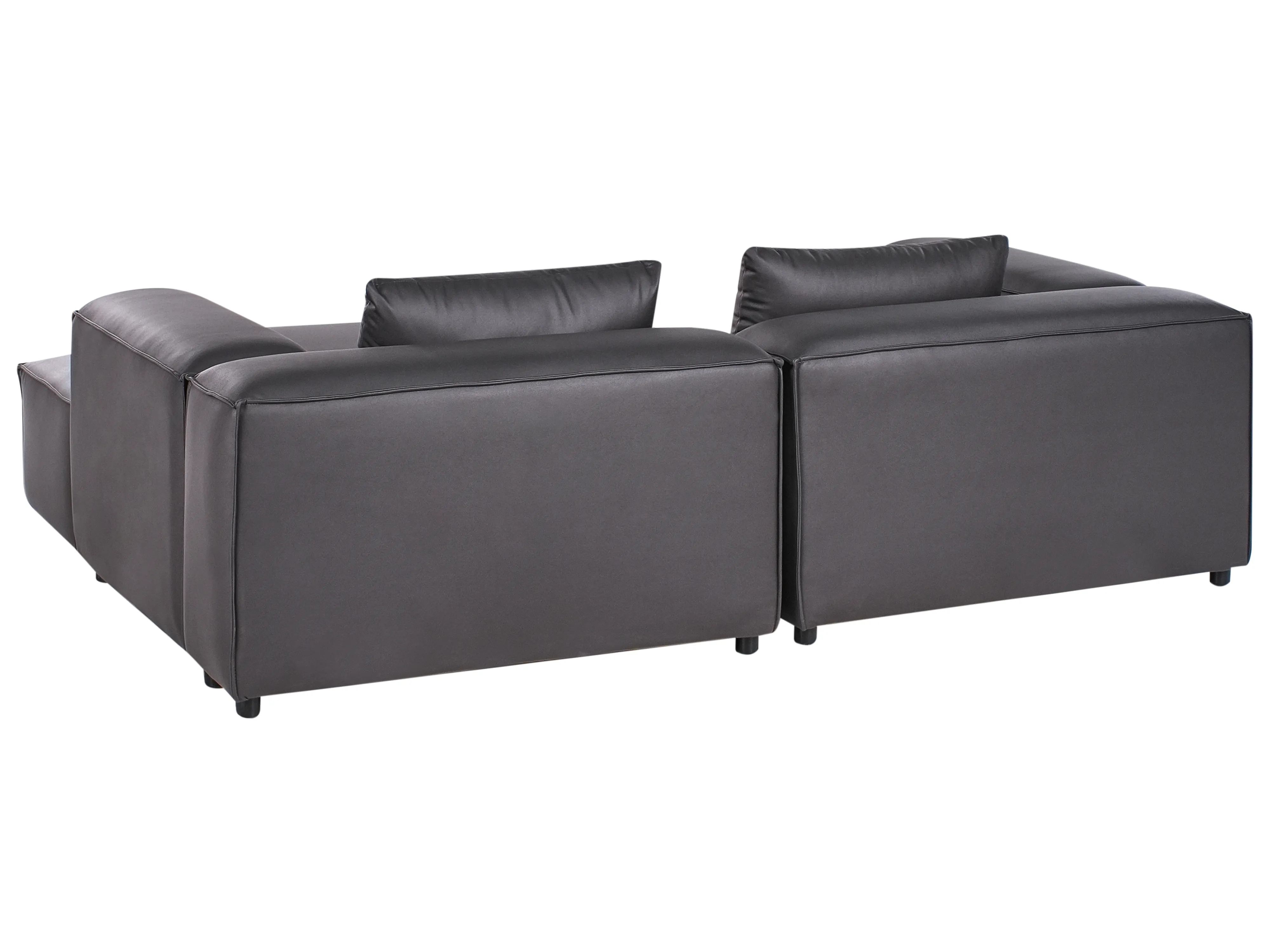 Modulaire hoekbank 3-zits BRANDE Kunstleer Zwart met ottomaan linkszijdig
