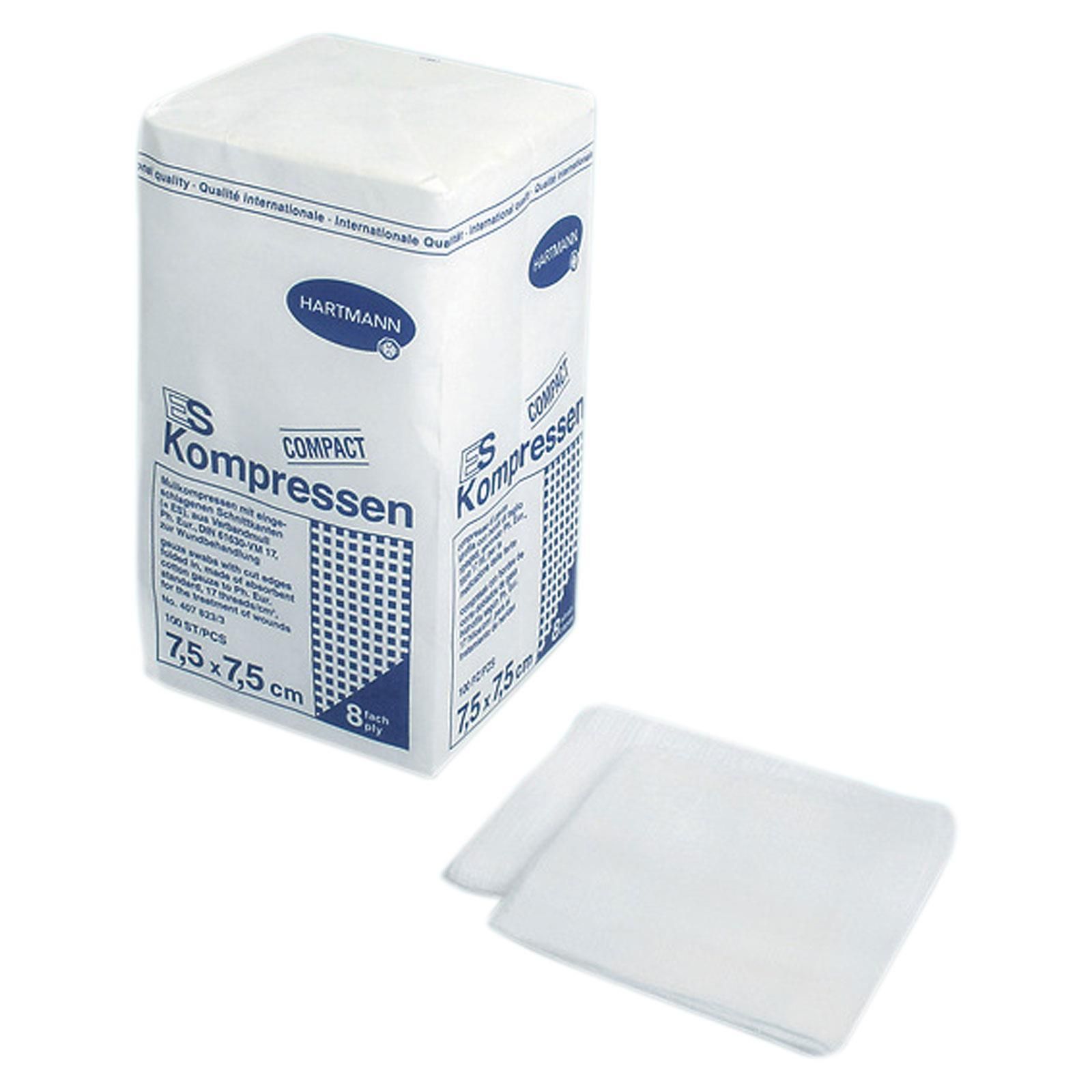 Hartmann ES-Kompressen unsteril 12- lagig 100 Stück 7,5 x 7,5 cm