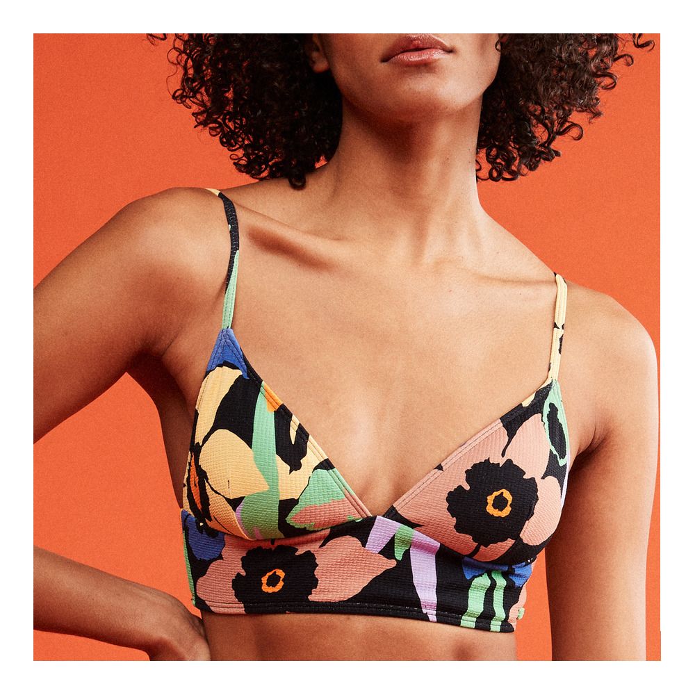 Roxy COLOR JAM - Haut de maillot de bain Femme anthracite flower ja
