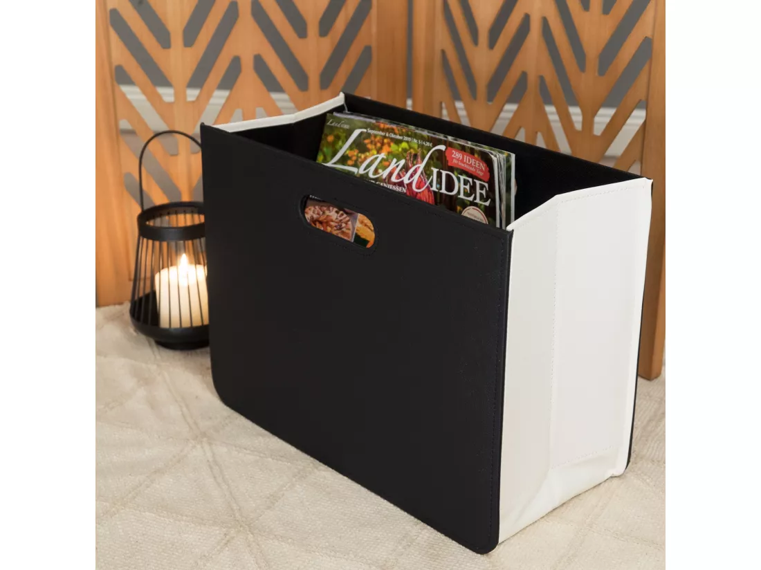 PORTE-REVUES Affaires Similicuir, pliable noir et blanc