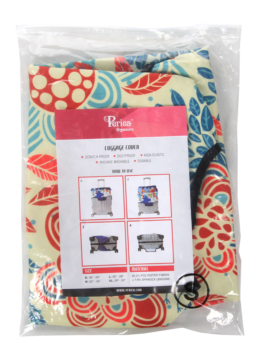 Housse de valise Periea Red and Blue Leaves S