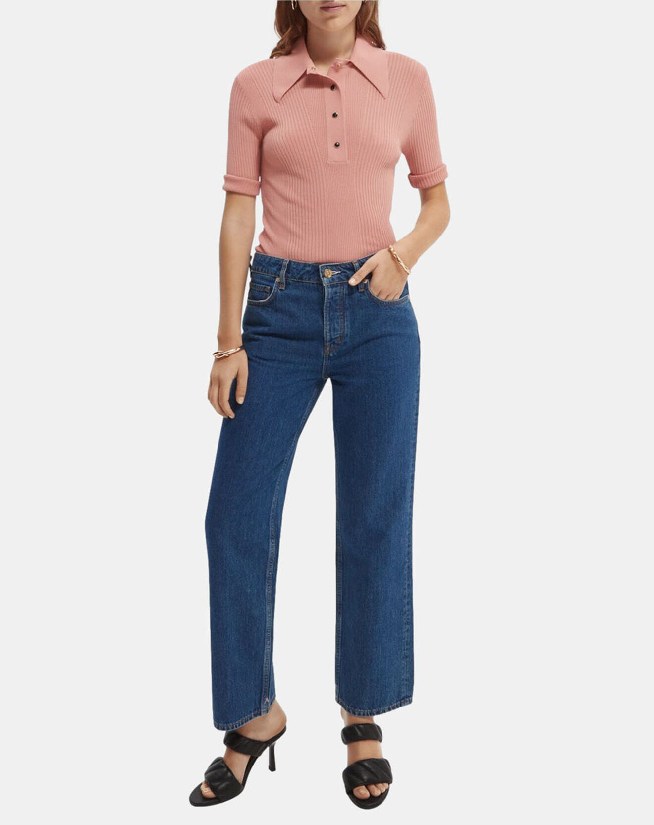 Scotch & Soda Jean Regular Fit taille haute Sky bleu brut