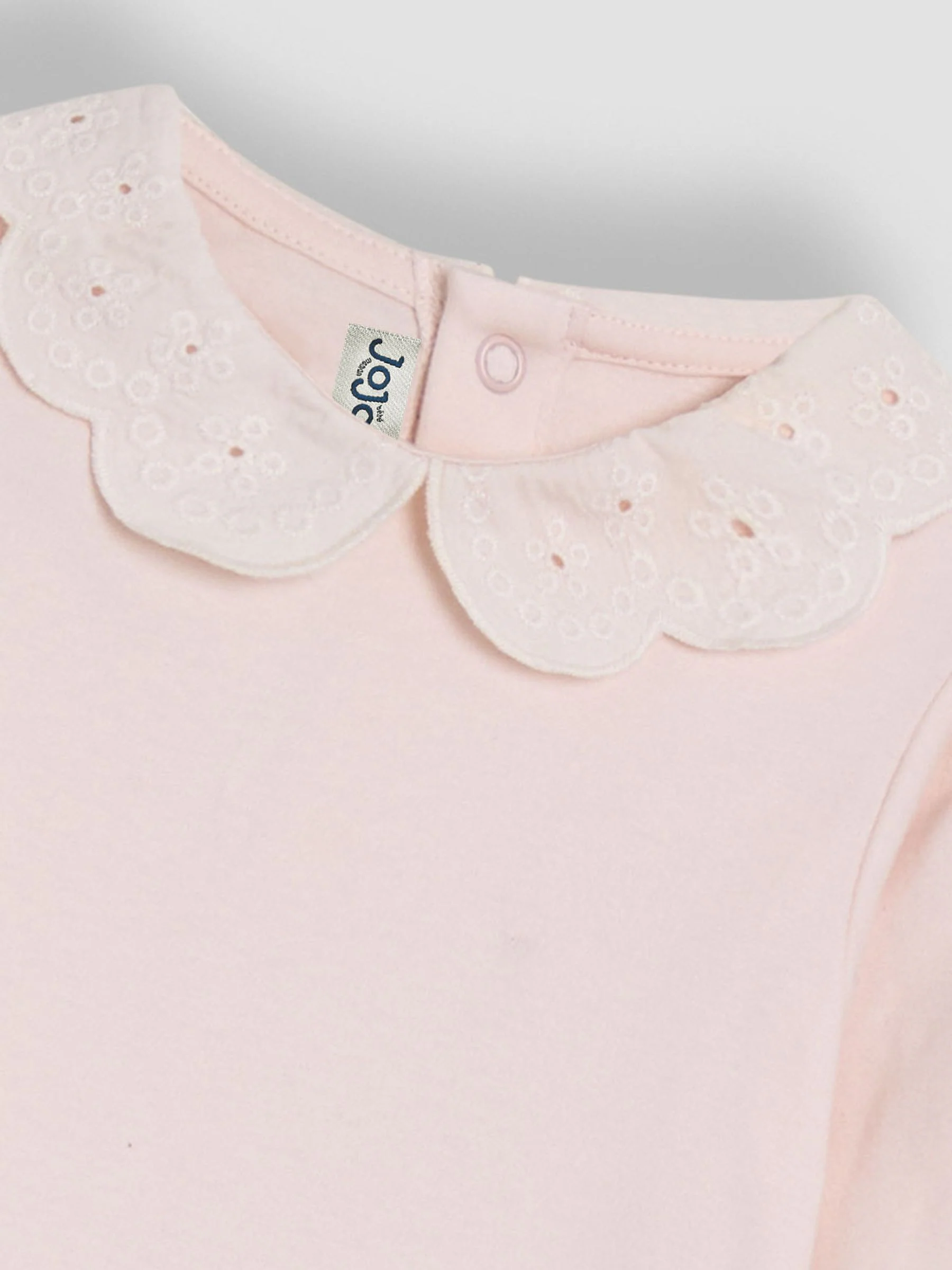 Roze - JoJo Maman Bébé Broderie Collar Long Sleeve Bodysuit