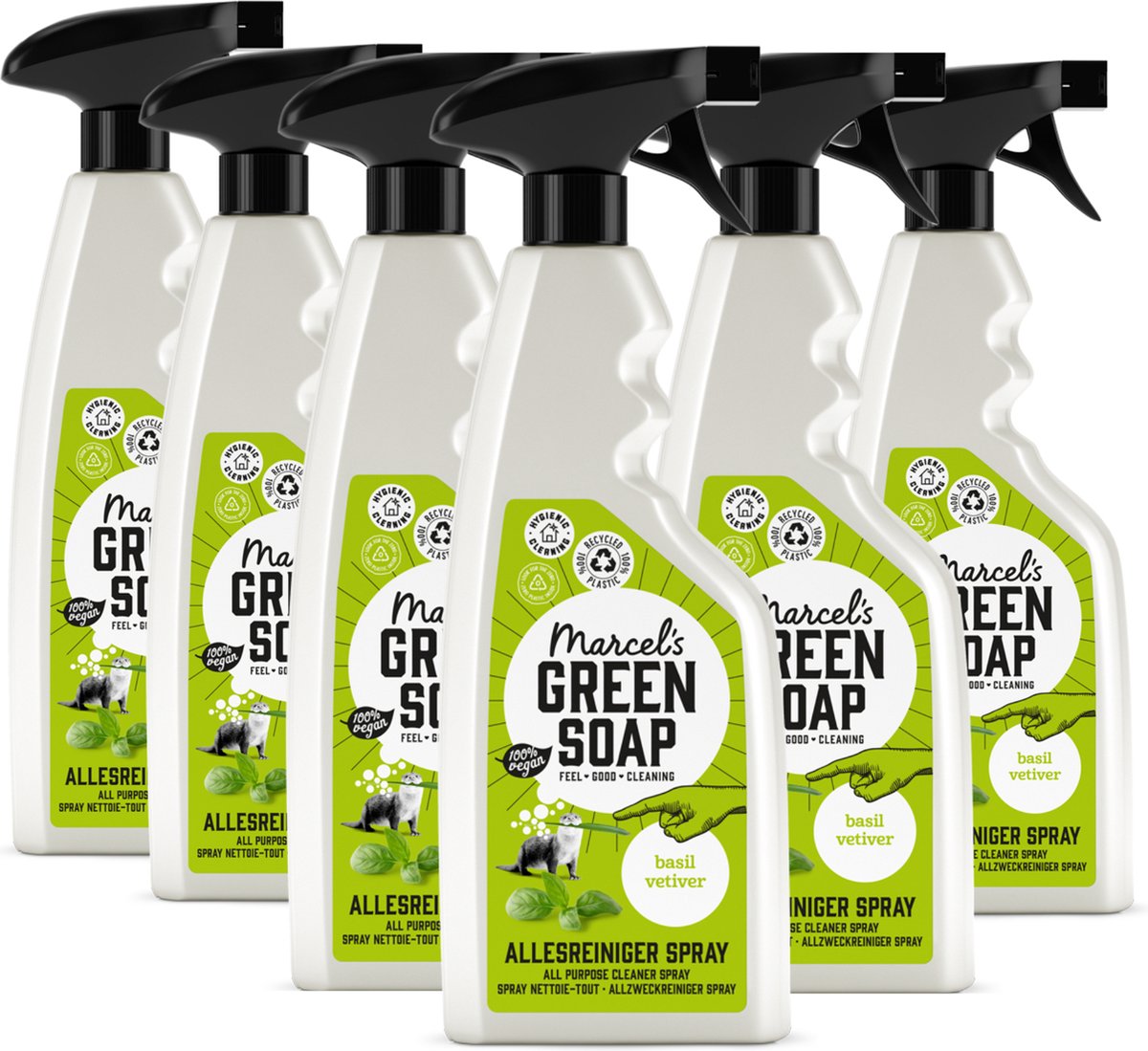 6x Marcel’s Green Soap Allesreiniger spray basilicum & vertivertgras (500 ml)
