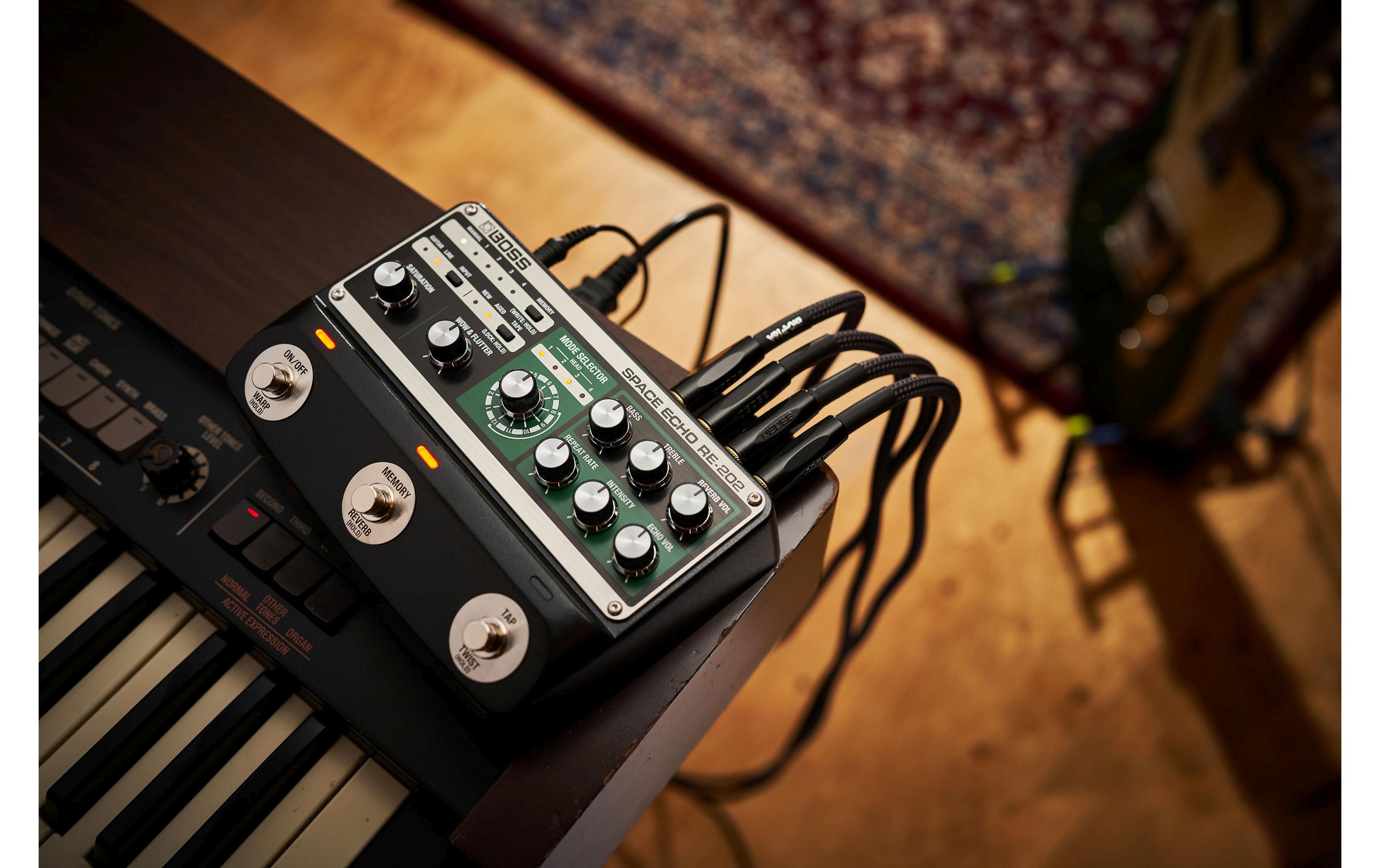 Pedal RE-202 Space Echo<br>Digitale Nachbildung des legendären RE-201 Space Echo Effektgeräts im Pedal-Format mit einer Vielzahl neuer Funktionen