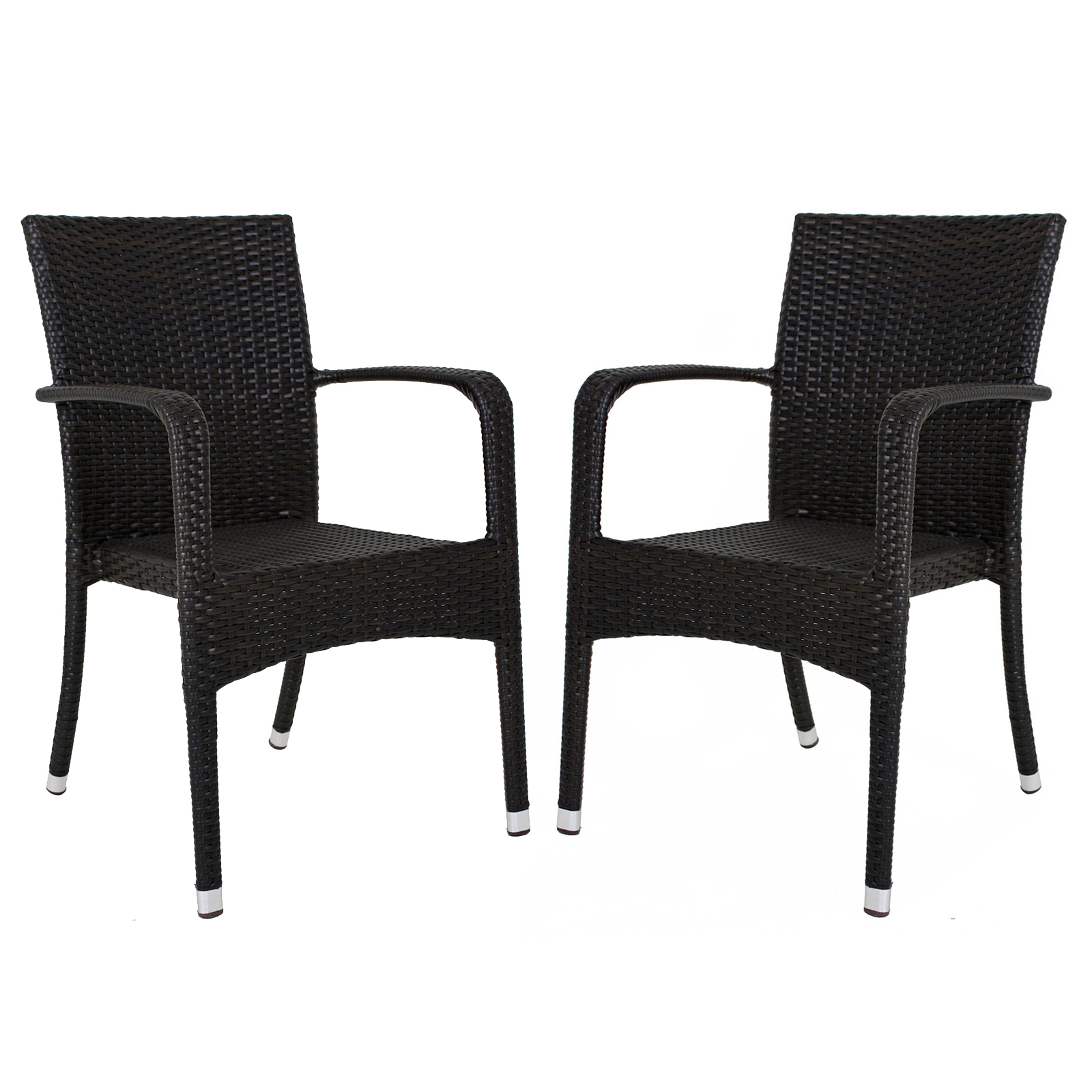 2er-Set Stapelstühle LONDON - schwarz - Geflecht
