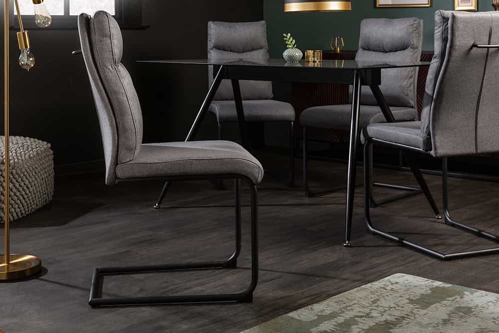 Moderner Freischwinger Stuhl COMFORT grau mit Komfortgriff