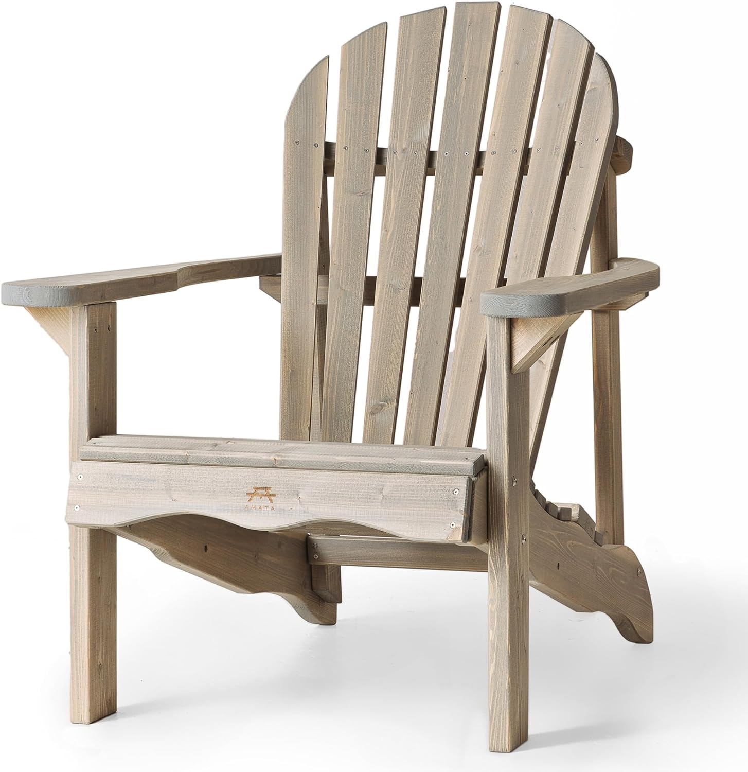 AMATA Single Adirondack Stuhl für Draußen, UNGURS Collection - Wetterfester Holzstuhl für Terrasse, Hinterhof und Garten Feuerstellen - Ergonomisch und Langlebig, Zeitloses Design (Grau)