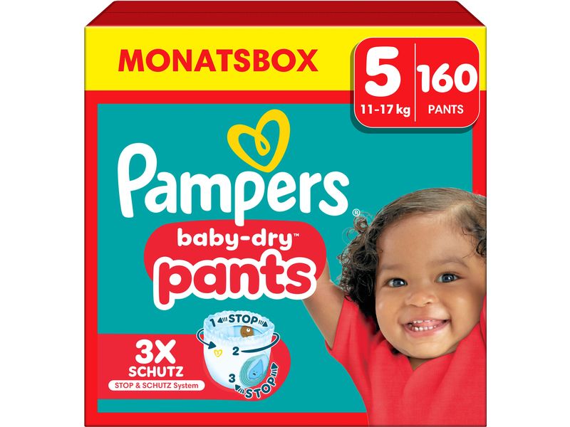 Pampers Windeln Baby Dry Pants Junior Grösse 5 Monatsbox 12-17 kg, 160 Stück