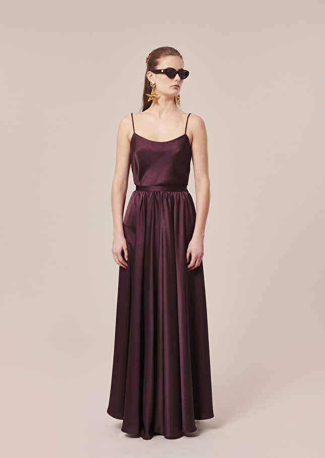Jupe Joyamarron en satin fluide