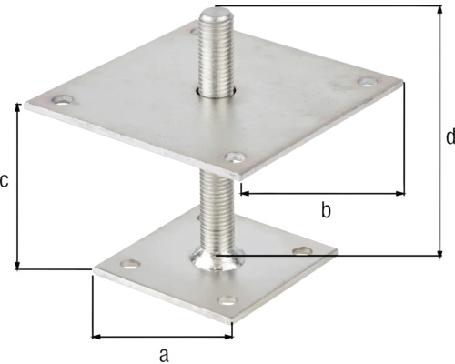 Verstelbare I-paalanker voor schroefmontage, 30-150 mm, 150x150 mm, verzinkt, diklaag gepassiveerd