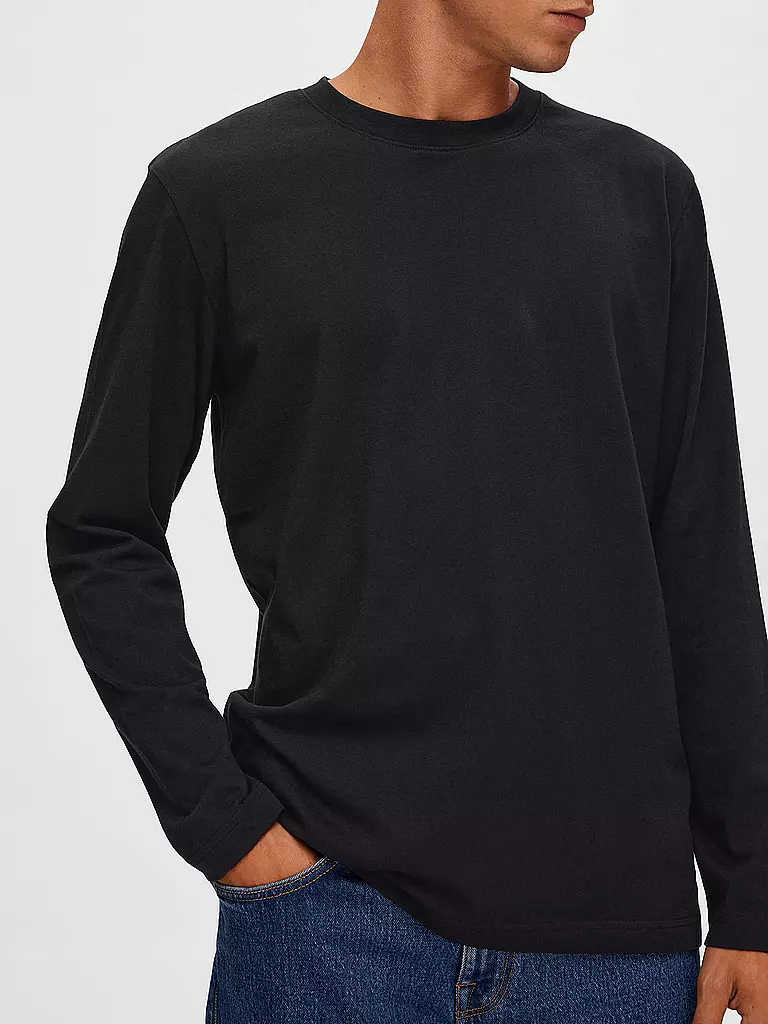 SELECTED Langarmshirt SLHASPEN schwarz