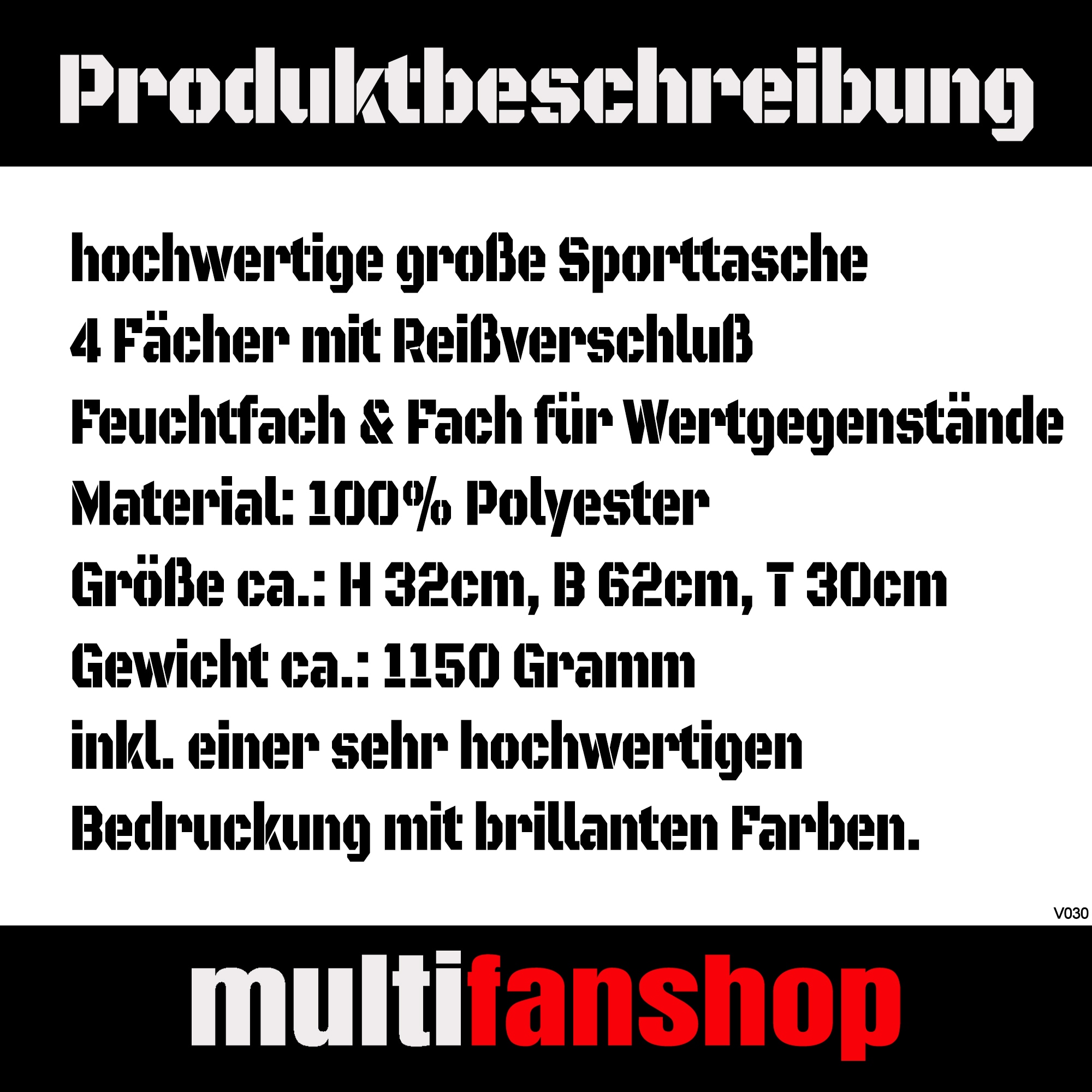 multifanshop® Sporttasche - Bayern - Textmarker - Druck weiß