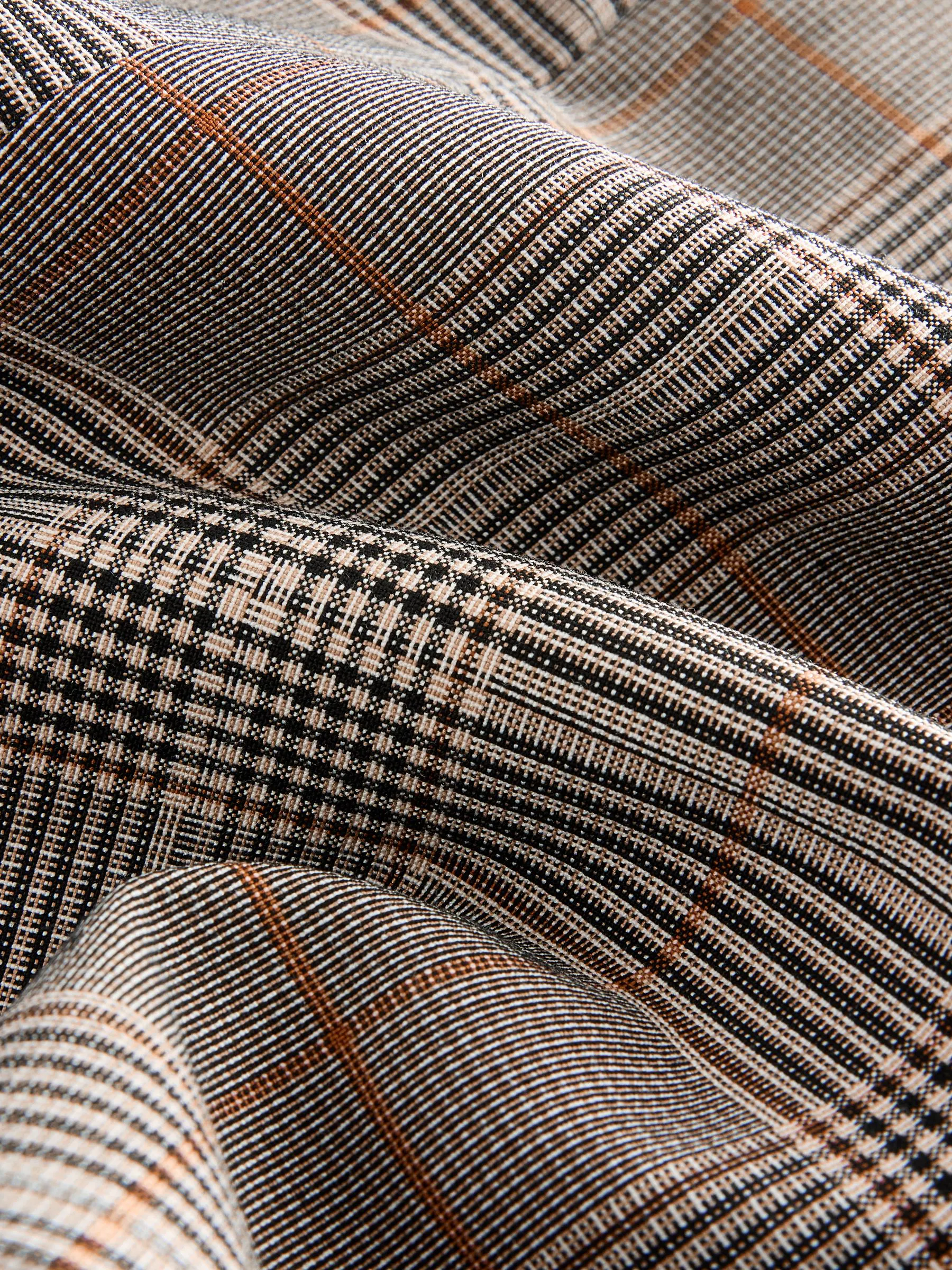 Bruin - Geruite blazer met enkele knopenrij
