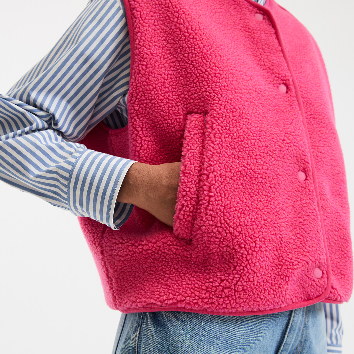 COLEÇÕES LA REDOUTE<br>Cardigã sherpa sem mangas