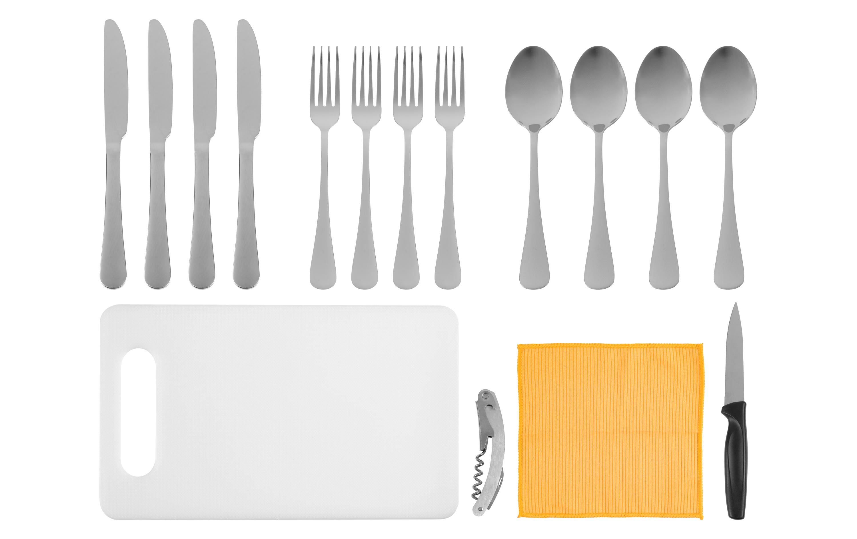 Outdoor-Besteck-Set 4 Personen, GrünCamping Besteck-Set für Familien