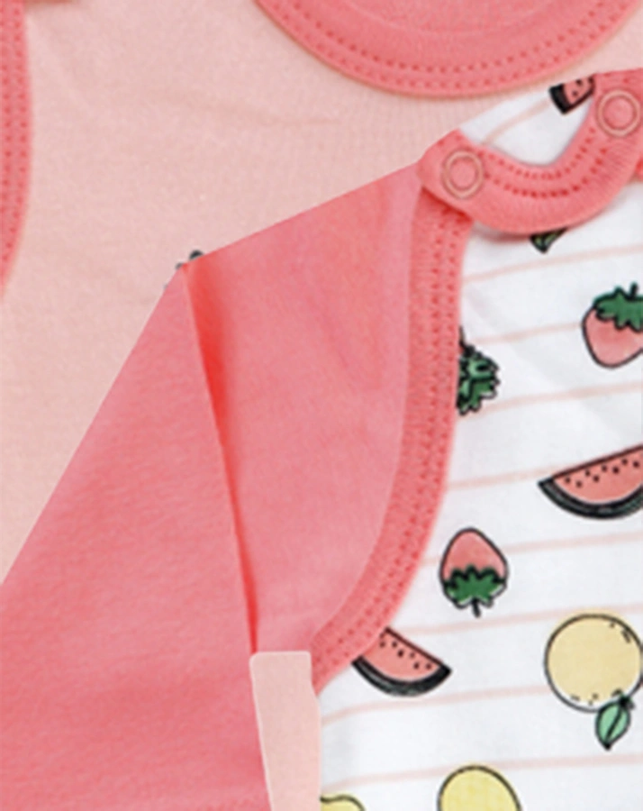 Strampler CRAZY FRUITS mit Langarmshirt 2er-Pack in weiß/rosa