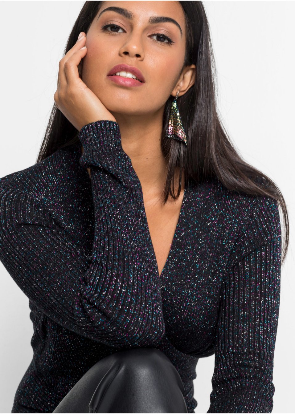 Pull côtelé avec lurex