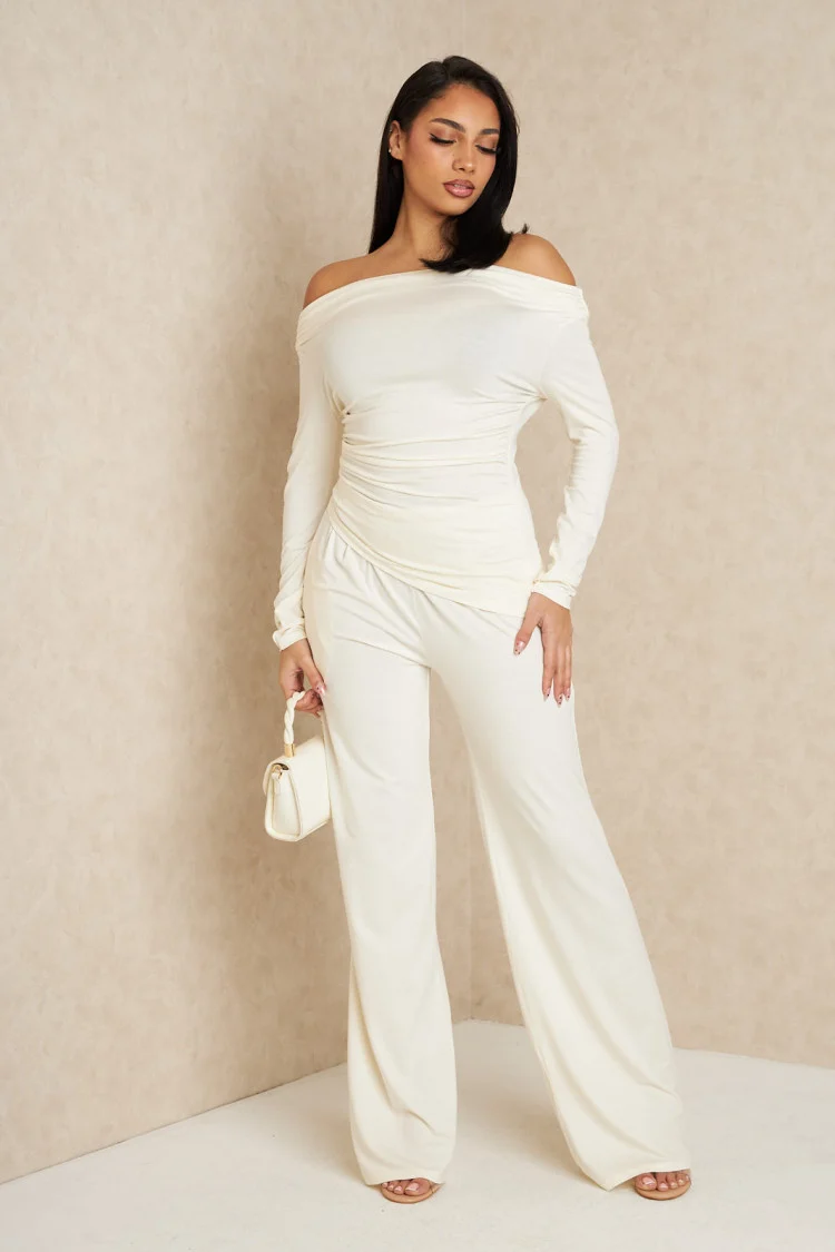 Ensemble 2 pièces top + pantalon blanc