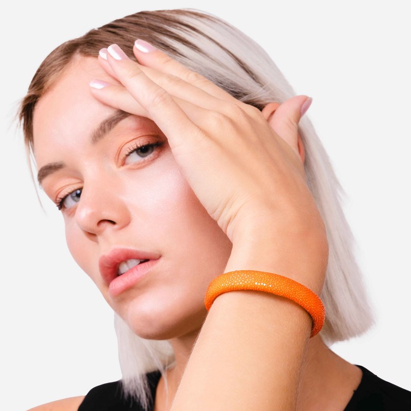 Bracelet Galuchat orange 10