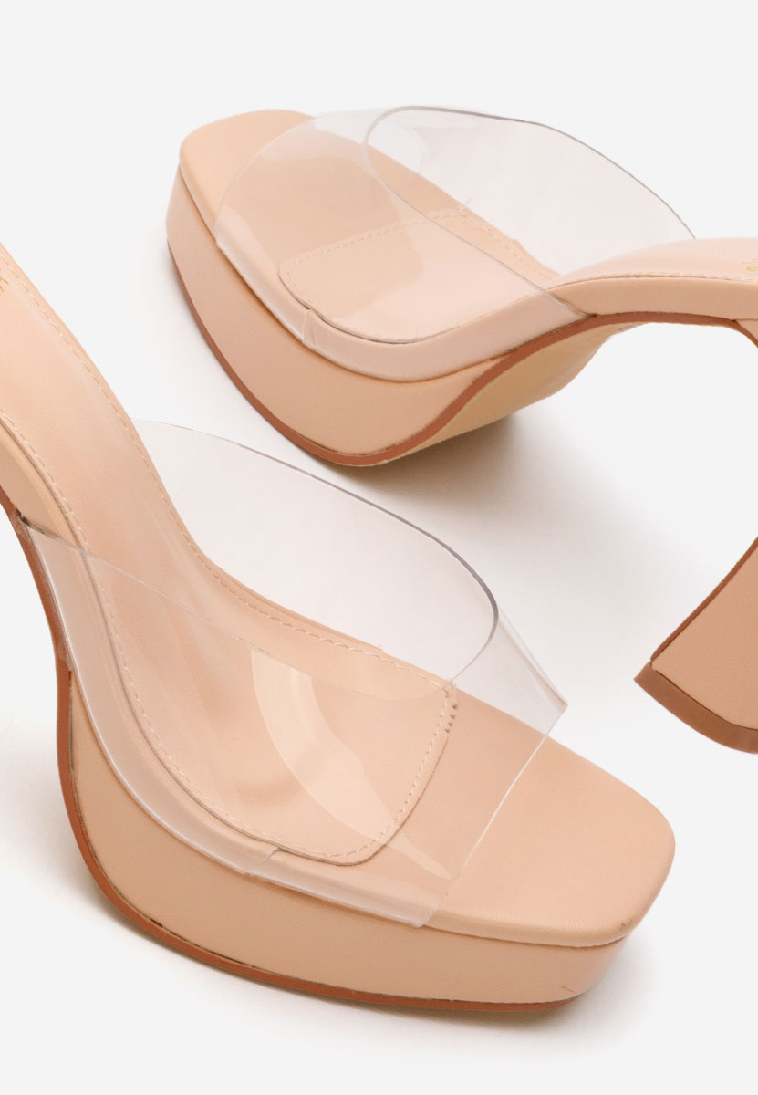 Mules a talon beige Emiliana