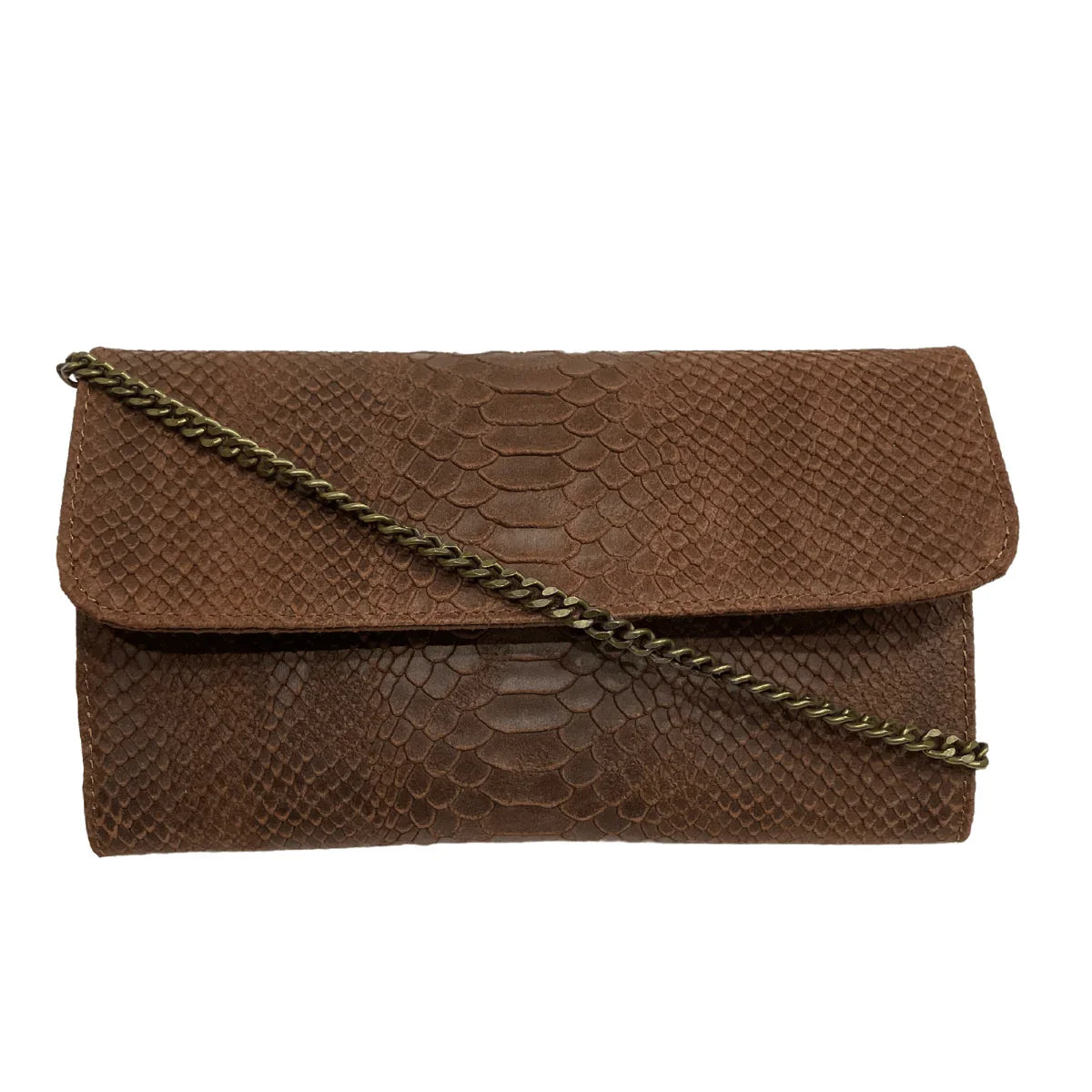 Croco print - schoudertas/clutch leer