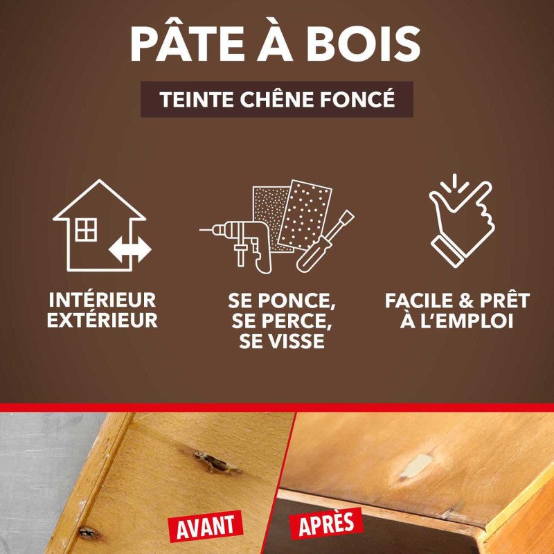 Pâte à bois à l'eau - chêne foncé - 250 g