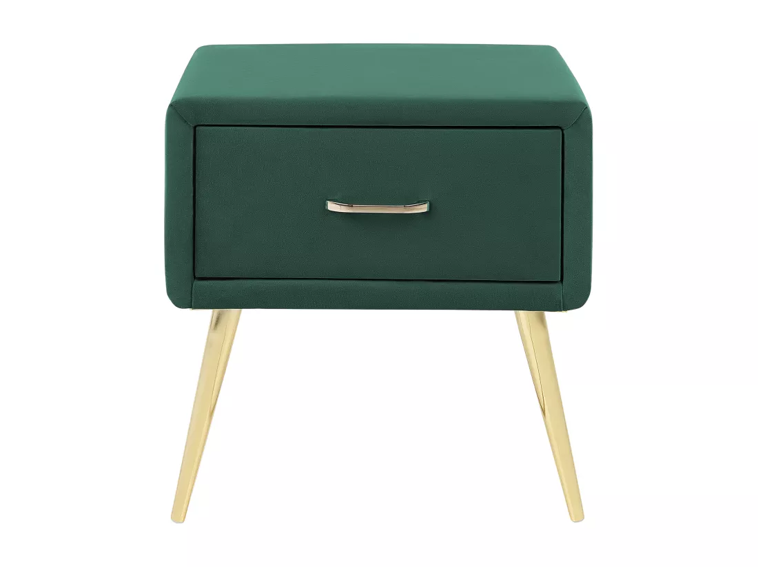 Table de nuit à 1 tiroir FLAYAT Velours Vert émeraude
