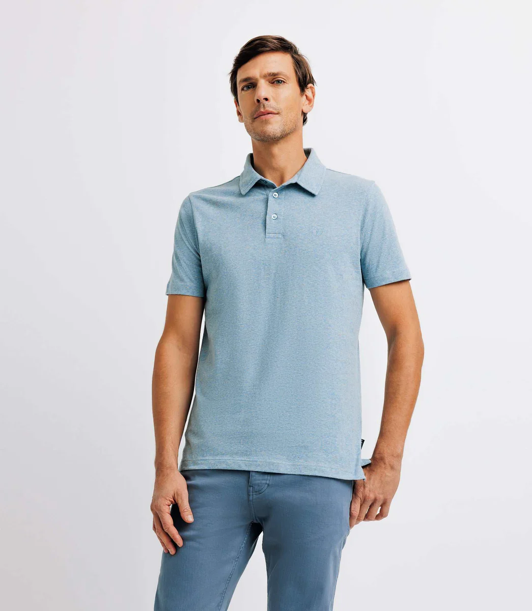 Polo avec col boutonné indigo