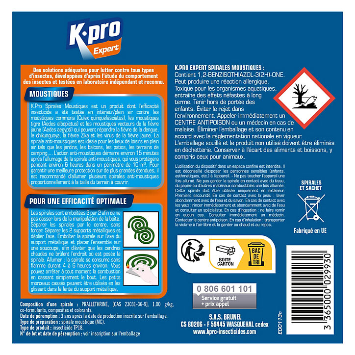Lot 10 spirales + 1 supports métalliques anti-moustiques Kapo expert