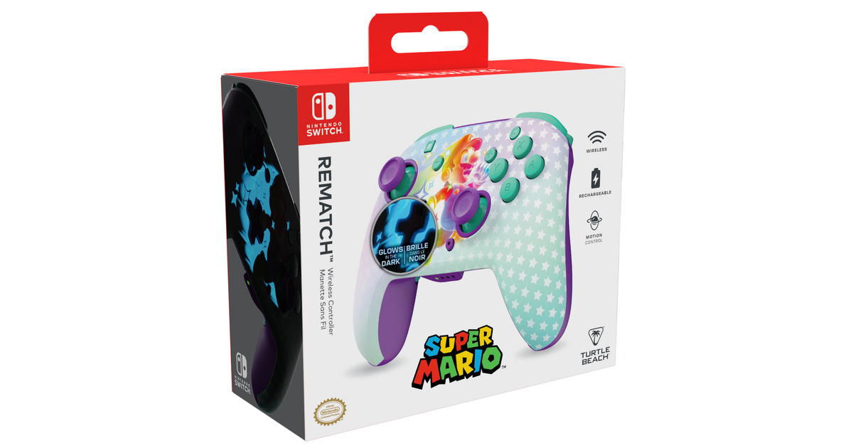 Turtle BeachRematch draadloze gamingcontroller – Invincible Mario  (Paars, Nintendo Switch, Nintendo Switch Lite, Nintendo Switch - OLED-model, Nintendo Switch 2)