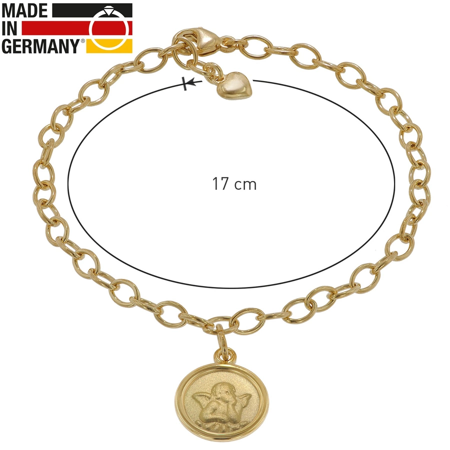 trendor Armband mit Engel-Anhänger 925 Silber Goldplattiert 17 cm gold